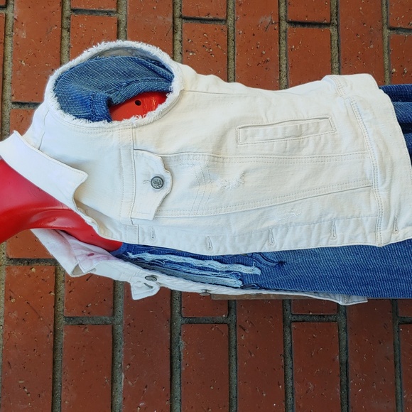 American Rag Denim Vest in Off White Cream Women's Small - Picture 3 of 12